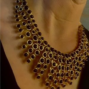 Black and gold easily adjustable art deco statement piece necklace